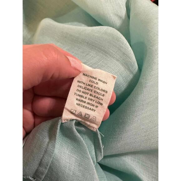 Nurture Green Linen Round Neck Blouse 3/4 Sleeves Large - Picture 5 of 7